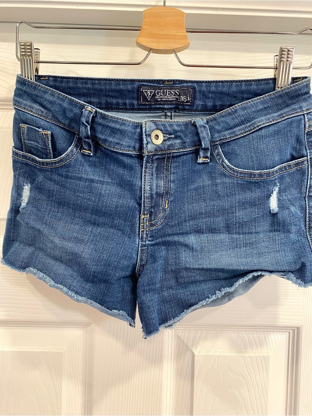 GUESS Blue Distressed Denim Cutoff Shorts
